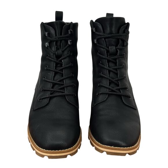 Korks Kork Ease Boot Combat Lace Up Vegan Womens SZ 8.5 Black Ankle Faux Leather - Picture 2 of 12